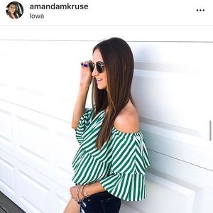 Striped off the shoulder top